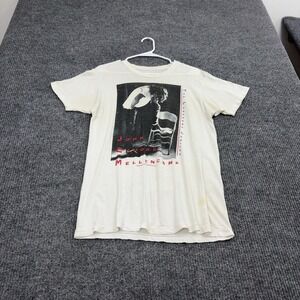 Vintage John Cougar Mellencamp T Shirt Mens S White Cotton 87 Tour Rock Band Tee